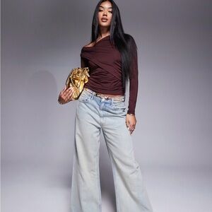 ASOS Burgundy Off-Shoulder Blouse size Large